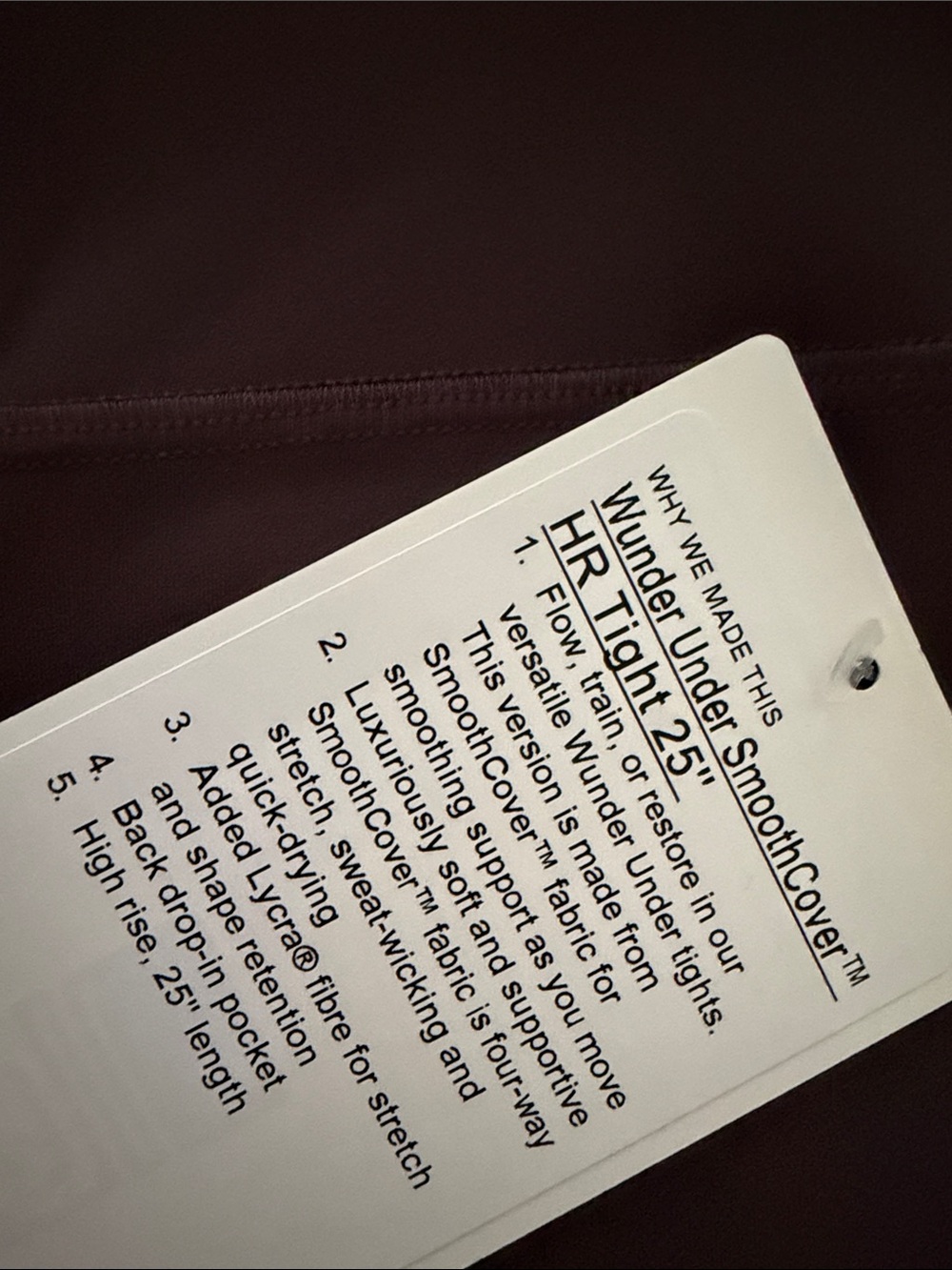 Lululemon Athletica - Wunder Under SmoothCover HR Tight 25” - Espresso, size 6 - Picture 10 of 10